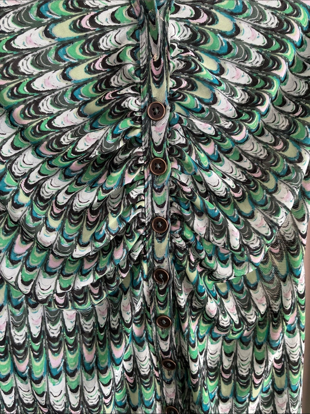 Free People Women's Lucky Shirtee Green Print Button Up Shirt Size XS/S - Picture 5 of 11